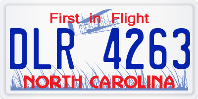 NC license plate DLR4263
