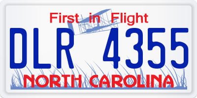 NC license plate DLR4355