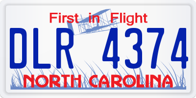 NC license plate DLR4374