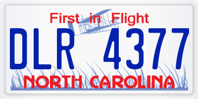 NC license plate DLR4377