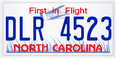NC license plate DLR4523