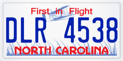 NC license plate DLR4538