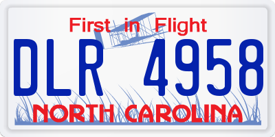 NC license plate DLR4958