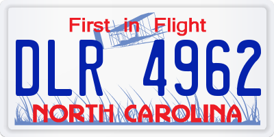 NC license plate DLR4962