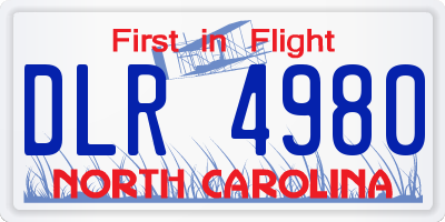 NC license plate DLR4980