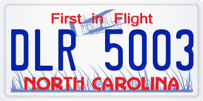 NC license plate DLR5003
