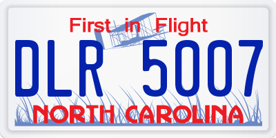 NC license plate DLR5007