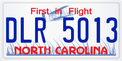 NC license plate DLR5013