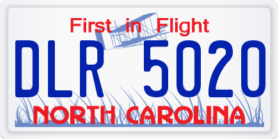 NC license plate DLR5020