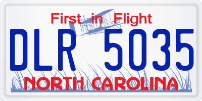 NC license plate DLR5035