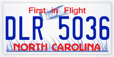 NC license plate DLR5036