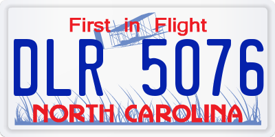 NC license plate DLR5076