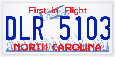 NC license plate DLR5103