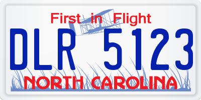 NC license plate DLR5123