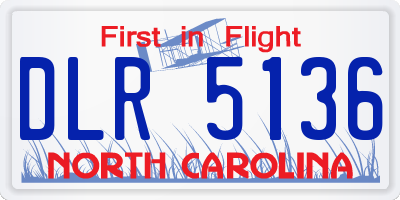 NC license plate DLR5136