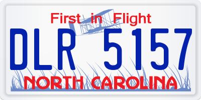 NC license plate DLR5157