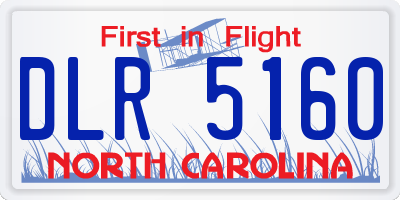 NC license plate DLR5160