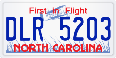 NC license plate DLR5203