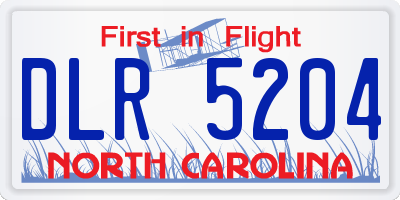 NC license plate DLR5204