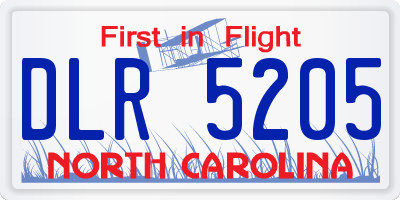 NC license plate DLR5205