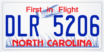 NC license plate DLR5206
