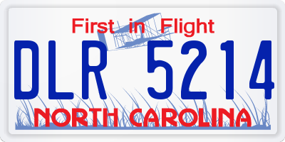 NC license plate DLR5214