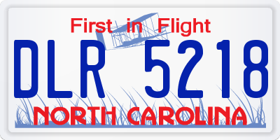 NC license plate DLR5218