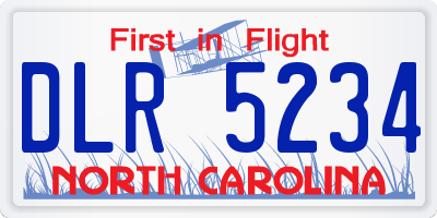 NC license plate DLR5234