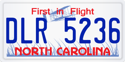 NC license plate DLR5236