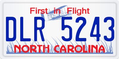 NC license plate DLR5243