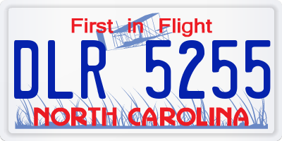 NC license plate DLR5255
