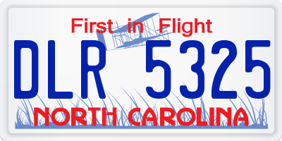 NC license plate DLR5325