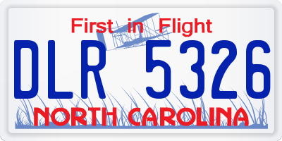 NC license plate DLR5326