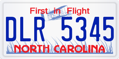 NC license plate DLR5345