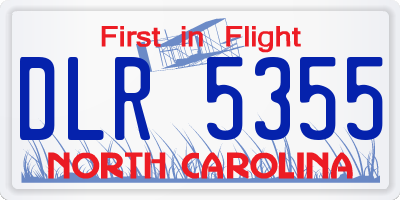 NC license plate DLR5355