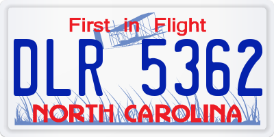 NC license plate DLR5362