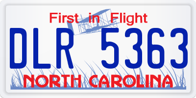 NC license plate DLR5363