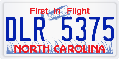 NC license plate DLR5375