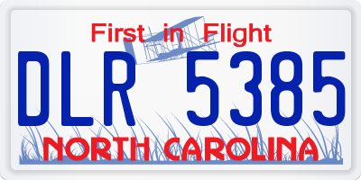 NC license plate DLR5385