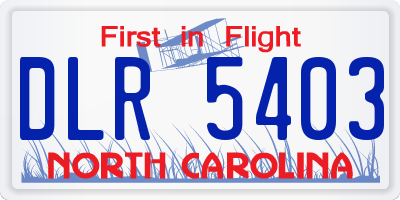 NC license plate DLR5403