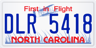 NC license plate DLR5418