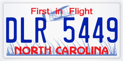 NC license plate DLR5449