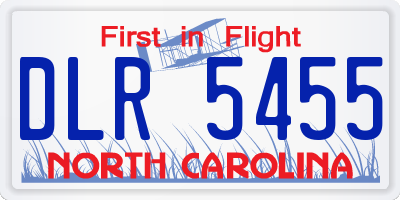 NC license plate DLR5455