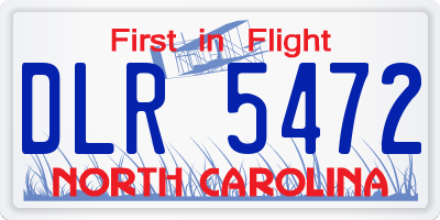 NC license plate DLR5472
