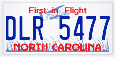 NC license plate DLR5477