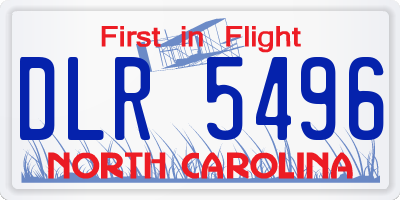 NC license plate DLR5496