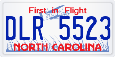 NC license plate DLR5523