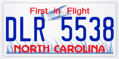 NC license plate DLR5538