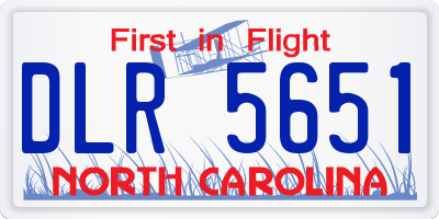 NC license plate DLR5651
