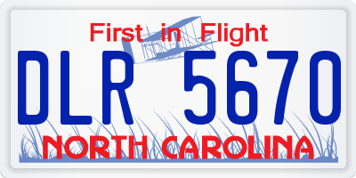 NC license plate DLR5670